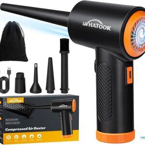 Compressed Air Duster-Reusable Electric Air Duster-3 Speeds 60000 RPM with LED